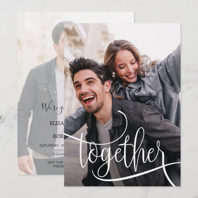 Save The Date Élégant Script Photo Wedding Enregistrer La Date (Devant / Derrière)