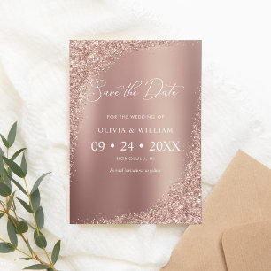 Save The Date Élégant Script Rose Gold Wedding Enregistrer la da