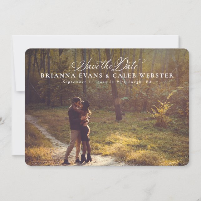 Save The Date Élégant script simple une photo (Devant)