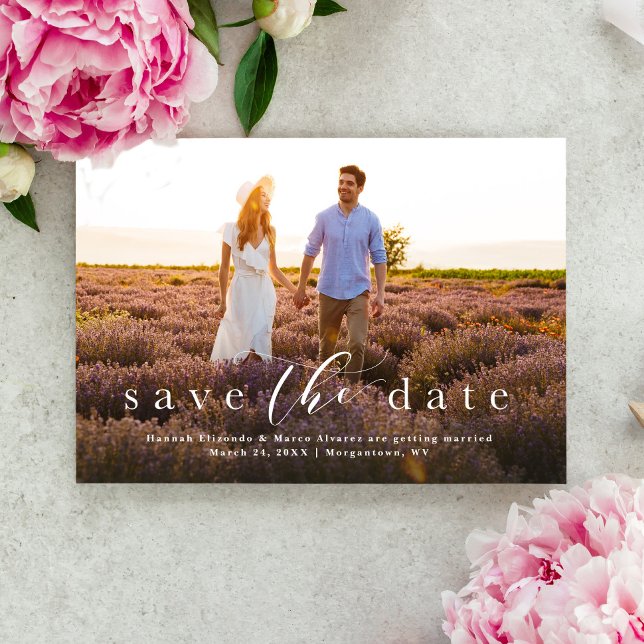 Save The Date Élégant script simple une photo (Créateur téléchargé)