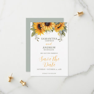 Save The Date Élégant Script Sunflower Wedding Enregistrer la da