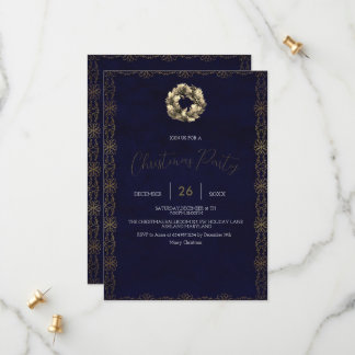 Save The Date Elégant Shimmer Navy Bleu, Ornements, Snowflakes