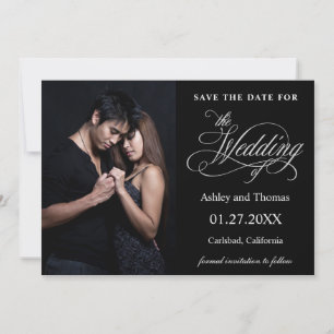 Save The Date Elégant Silver et Black Photo Enregistrer la date