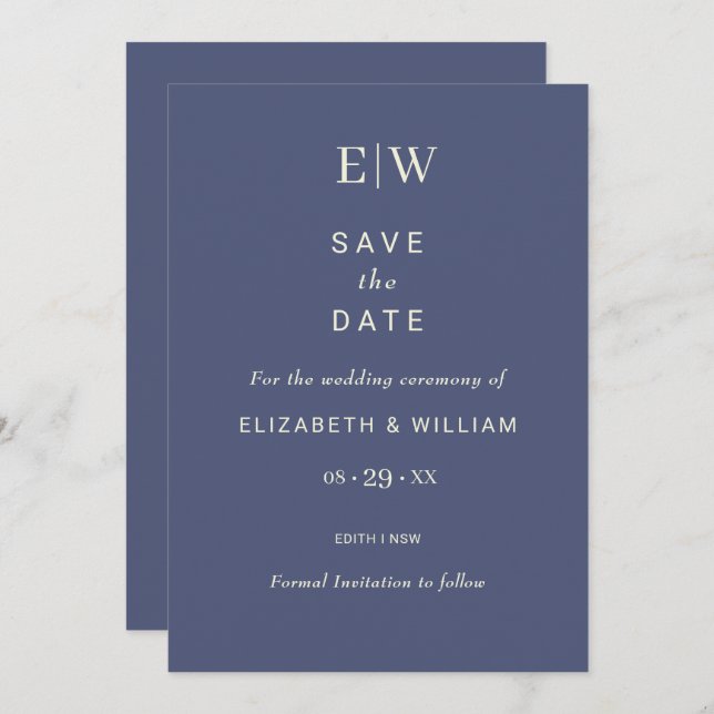 Save The Date Elégant simple de l'avenir Dusk avec Mariage Monog (Devant / Derrière)