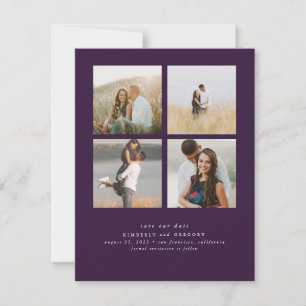 Save The Date Élégant Simple et mignon Quatre photos Enregistrer