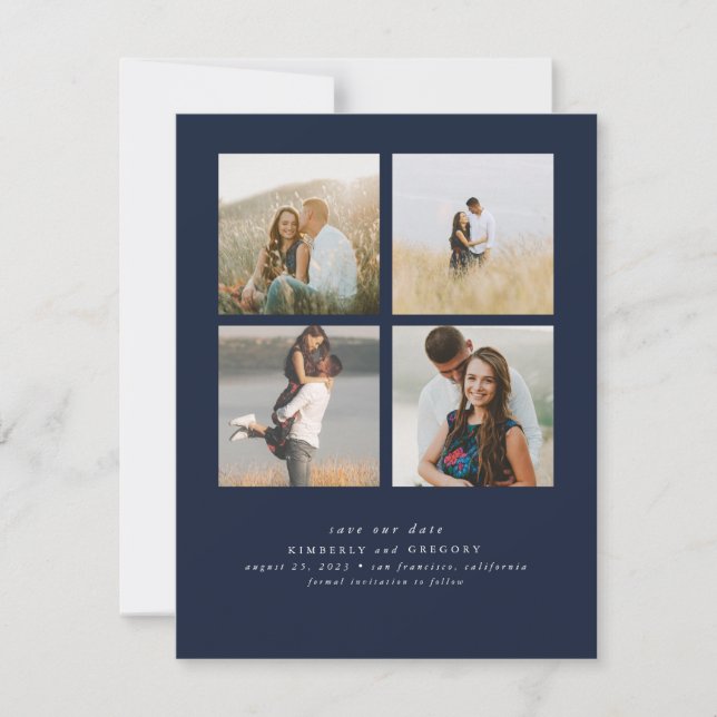 Save The Date Élégant Simple et mignon Quatre photos Enregistrer (Devant)