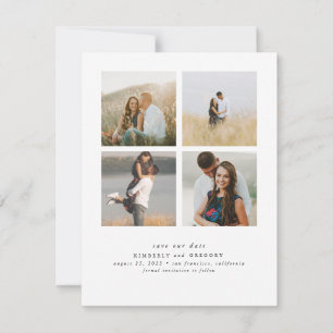 Save The Date Élégant Simple et mignon Quatre photos Enregistrer