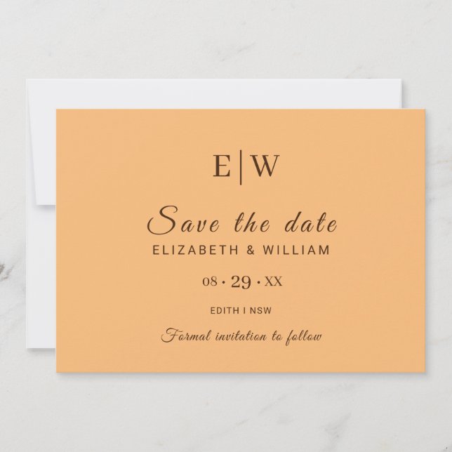 Save The Date Élégant simple Mariage de monogramme (Devant)