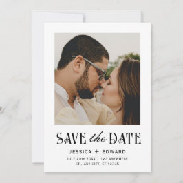 Save The Date Élégant Simple Moderne Minimal Script Photo Chic
