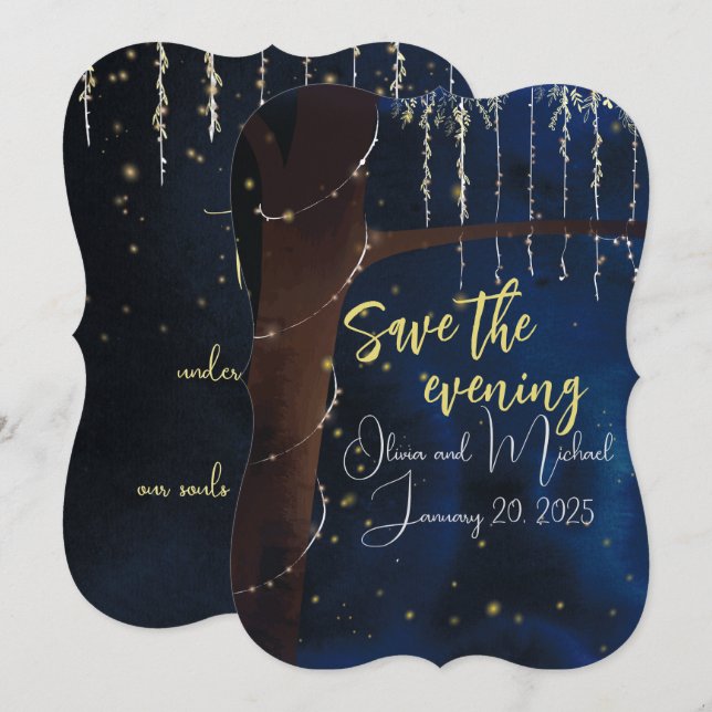 Save The Date Élégant Soirée Enregistrez la Date (Devant / Derrière)