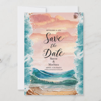 Save The Date Elégant Sunset Beach Wedding