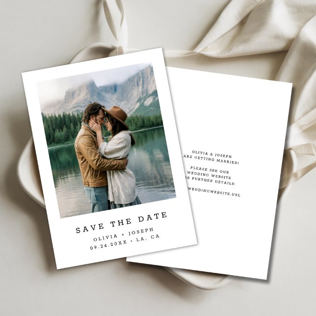 Save The Date Élégant temps sans Mariage minime photo Lakeside (Créateur téléchargé)