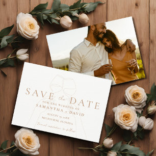 Save The Date Elégant Toast de vin photo Enregistrer la date