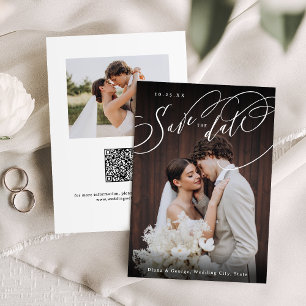 Save The Date Élégant tourbillon écriture photo mariage à reteni