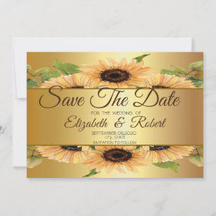 Save The Date Élégant Tournesols Or Enregistrer La Date