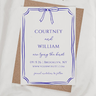 Save The Date Élégant "Tying the Knot" Bleu de marine à mâchoire