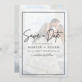 Save The Date Élégant Vellum noir & blanc superposition Mariage