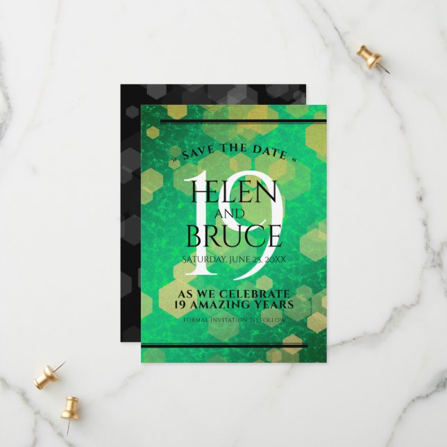 Save The Date Élégante 19e anniversaire du Mariage de Jade (Devant/Arrière en situation)
