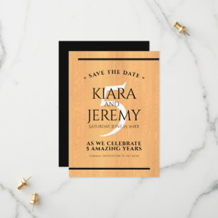 Save The Date Élégante 5ème anniversaire de Mariage de bois