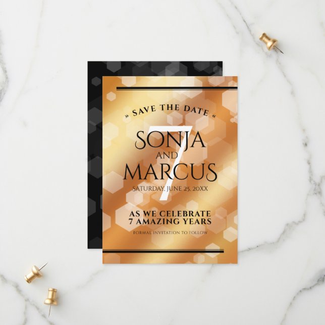 Save The Date Élégante 7ème anniversaire du Mariage de cuivre (Devant/Arrière en situation)