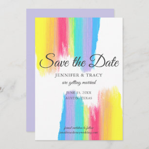 Save The Date Elégante Aquarelle arc-en-ciel Lavendar Mariage LG