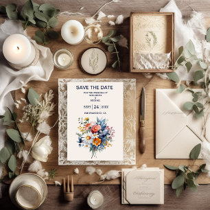 Save The Date Elégante aquarelle Boho Floral Mariage