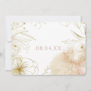 Save The Date Elégante Aquarelle couleur or rose