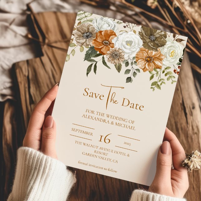 Save The Date Elégante aquarelle d'automne Mariage Floral (Créateur téléchargé)