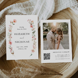 Save The Date Elégante aquarelle Fleur sauvage Jardin Mariage
