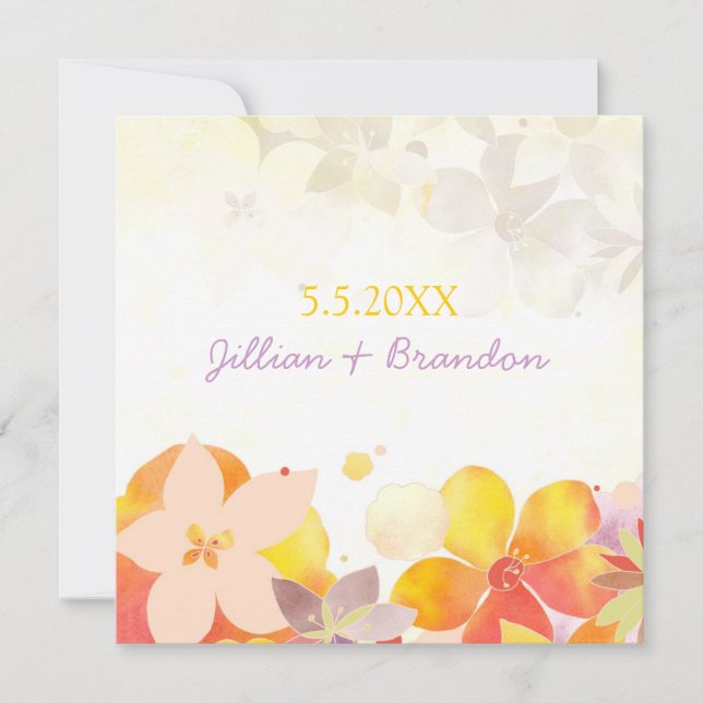 Save The Date Elégante aquarelle Fleurs mariage Enregistrer la d (Devant)