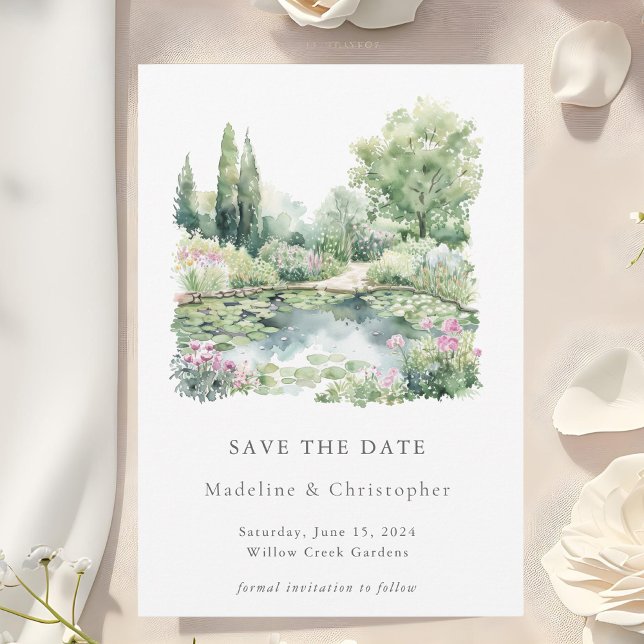 Save The Date Elégante aquarelle Jardin d'été Paysage Mariage (Créateur téléchargé)