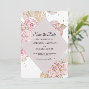 Save The Date Elégante aquarelle rose et violet cadre floral 