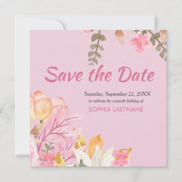 Save The Date Elégante aquarelle rose floral