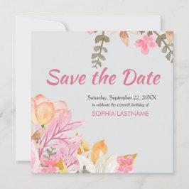 Save The Date Elégante aquarelle rose floral