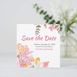 Save The Date Elégante aquarelle rose floral