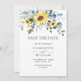 Save The Date Elégante aquarelle tournesol Eucalyptus Mariage