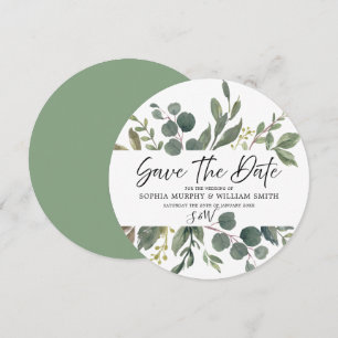 Save The Date Elégante aquarelle verte Feuille Mariage verte