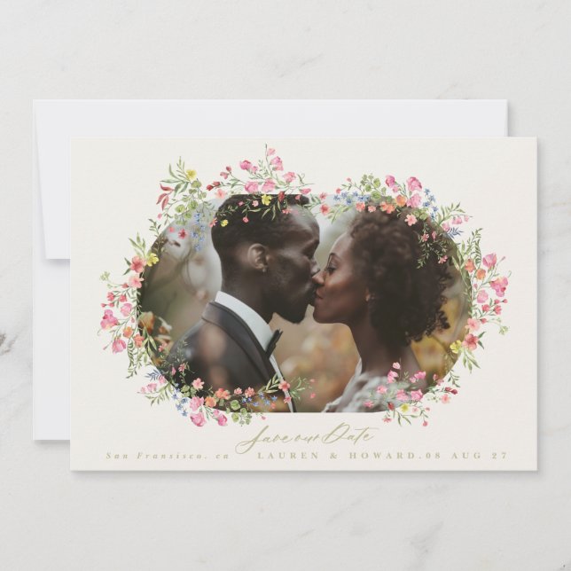 Save The Date élégante arche florale printemps photo de mariage  (Devant)