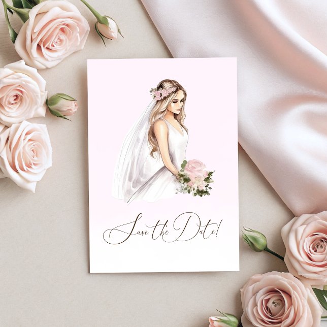 Save The Date Élégante Baby Shower Rose Tendre de la Mariée à Ve (Elegant Tender Pink Bride-To-Be Bridal Shower Save The Date)