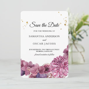 Save The Date Elégante Beauté Aquarelle rose & pourpre Orchidées