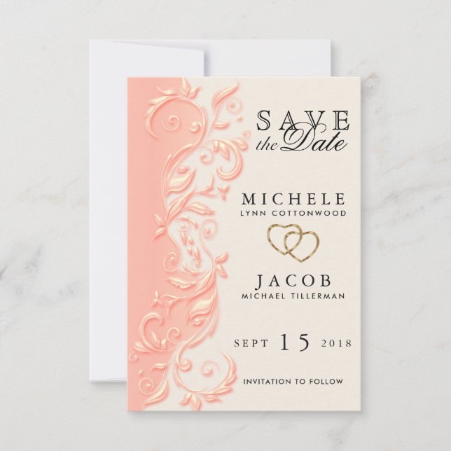 Save The Date Élégante broche florale Économisez la date (Devant)
