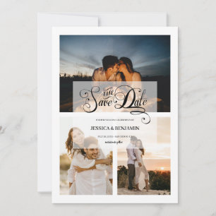 Save The Date Élégante Calligraphie Faux Vélin Effet 3 Photo