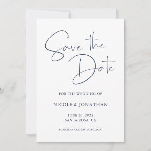 Save The Date Élégante calligraphie manuscrite de Dark Navy