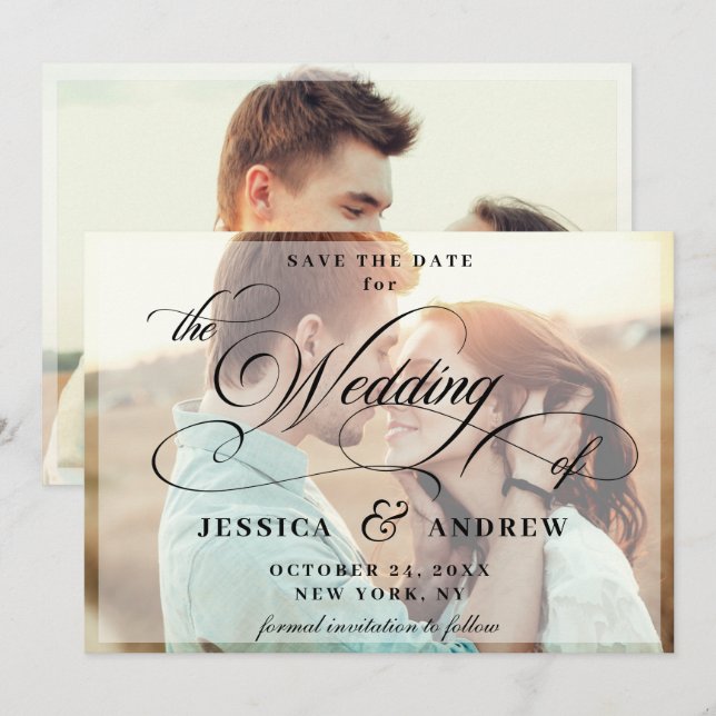 Save The Date Élégante calligraphie Mariage 2 PHOTO Enregistrer  (Devant / Derrière)