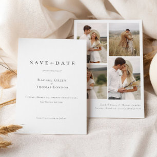 Save The Date Élégante calligraphie noir blanc Photos Mariage