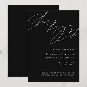 Save The Date Élégante calligraphie officielle Mariage noir