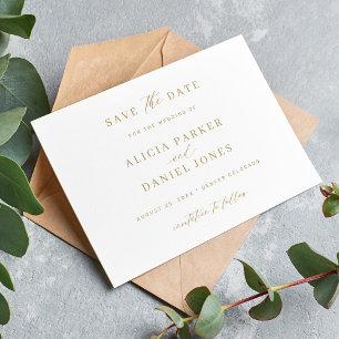 Save The Date Élégante calligraphie or classique mariage