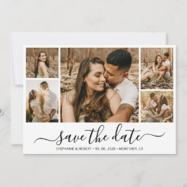 Save The Date Élégante Calligraphie Photo Collage Enregistrer La