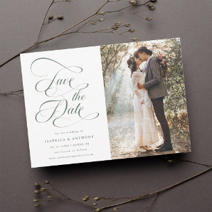 Save The Date Élégante Calligraphie Sage Green Mariage Enregistr