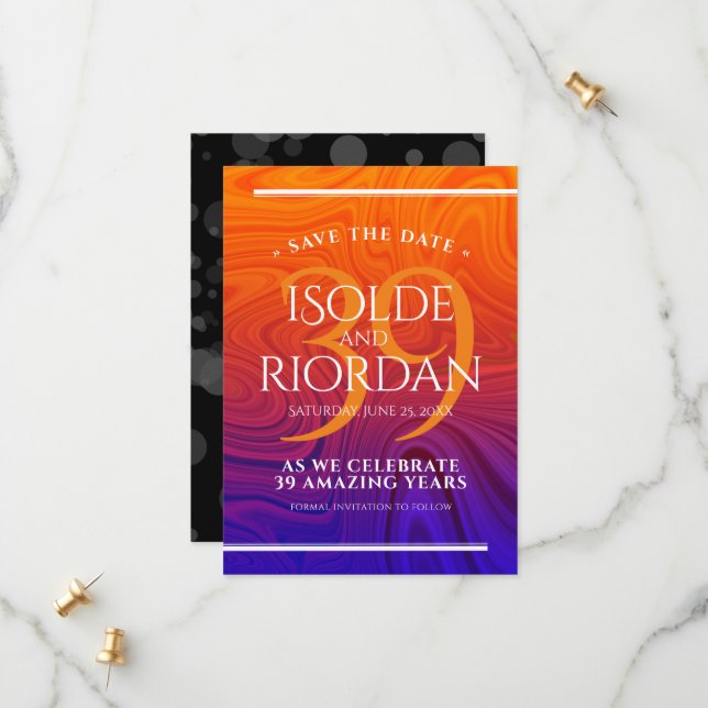 Save The Date Élégante célébration du 39e anniversaire du Mariag (Devant/Arrière en situation)